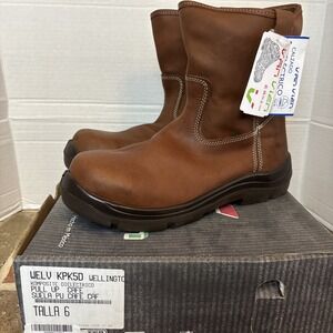 Mens Sz 6‎ Steel Toe Boots Van Vien Western Cowboy Pull On Work Wellington Boots